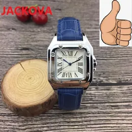 Populära avslappnade lyxkvinnor Square Watch 32mm relojes de Marca Mujer Lady Dress Watch läderband kvartsklocka högkvalitativ WRIST294T