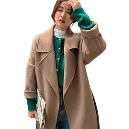Women's Wool Blends Classic Women Loose 100 Long Silhouette Coat Big Turndown Collar BLET DUBILT LAYER Notch Lapel Overcoat Fall Winter 231020