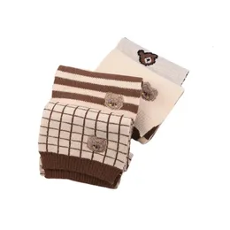 Scarves Cute Bear Cartoon Print Kids Scarf Winter Warm Stripe Knitted Neckchief Wool Scarves Baby Shawl Children's Accessories 231021