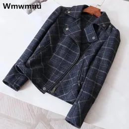 Womens Wool Blends Chic Woolend Plaid Short Jackets Korean Fashion Vintage Jaquetas Spring Autumn Office Coats Elegant Causal Outwear 231021