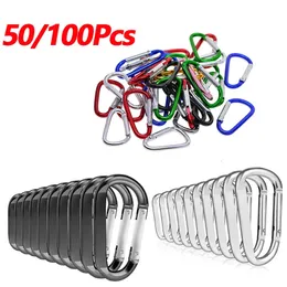 Carabiners 50/100 Pcs Carabiner Spring Belt Clip Key Chain Aluminum Anti-lost Buckle Hanging 4.6*2.5cm Mountaineering Accessories 231021