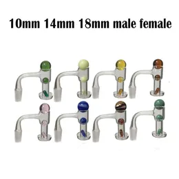 10pcs Full Weld Terp Slurper Smoking Quartz Banger with Colorful Glass Marble Ruby Pearl Pill 2mm 20mmOD Beveled Edge Slurpers Nails for Bongs Dab Rigs