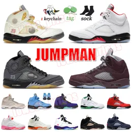 Off White x Jordan 5 NIKE J5 Air Jordans5 Shoes Jumpman 5 Mens Basketball Shoes OFF Sneakers j5 Sail Black Muslin Burgundy Off Noir jordens 5 Men Women Dhgate 【code ：L】