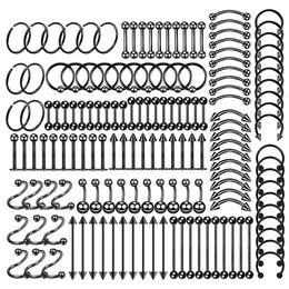 Stud 150PC Steel Body Piercing Jewelry Lot Bulk Nose Ring Tongue Bar Lot Eyebrow Labret Piercing Set Horseshoe Ring Lot Pack 231020