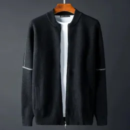 Herrtröjor Minglu Black Stand Collar Sweater Men lyxig stickad fast färg Male Spring Autumn Slim Fit S Man Plus Size 4XL 231021
