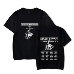 Zach Bryan The Burn Tour Merch 대형 T 셔츠 여자 남성 여름 승무원 짧은 슬리브 Funny Tshirt 그래픽 티 스트리트웨어