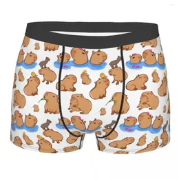 Underpants Men's Boxer Briefs Shorts Panties Capybara Pattern Soft Underwear Cute Animal Homme Humor