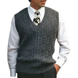 남자 티셔츠 스웨터 조끼 남자 간단한 올 매치 v- 넥 견고한 민소매 남성 탑 기본 아늑한 여가 니트 플러스 사이즈 S-3XL 231021