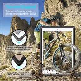 Axelband IP68 Vattentät klar tablettfodral för iPad Pro 10.5 '' Justerbar lanyard utomhussport full skyddande transparent robust rustning av rustning