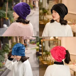 Wide Brim Hats Bucket Womens Velvet Beanie Winter Warm Polyester Skullies Beanies for Ladies Mens Solid Outdoor Velour Bonnet Caps 231020