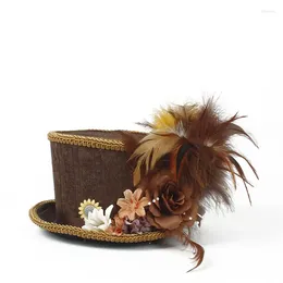 Berretti Moda Lady Mini Cappello a cilindro Capelli Donna Clip Piuma Fiori Fascinator Ascot Matrimoni per feste