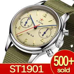 Andra klockor 40mm China 1963 Pilot Aviation Mechanical Chronograph Original ST1901 Movement Watches For Men 40mm Sapphire 38mm Vintage Watch 231020