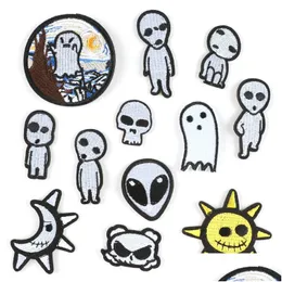 Notions Iron Ones Horror Skl Ghost Embroideredes Sew On Appliques Repair Badge Halloween Diy Craft Accessories For Clothing Drop Del