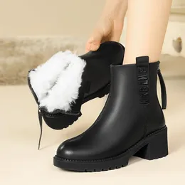 Botas AIYUQI Mulheres Inverno 2023 Couro Genuíno Marton Lã Natural Não Deslizamento Neve