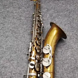 Vintage Two Color Professional Tenor Saxophone B Flat European Craft Gold Antique Classic Carved Musical Instrument Tenor Sax 00