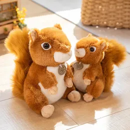 دمى Plush Adorbale Furry Hair Big Smbrella Tail Toy Squirrel Squirrel Cute Soft Stuped Plud Palow for Girls Hight 231020