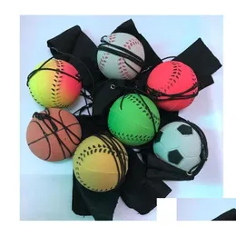 Balls 2022 New Arrival Random 5 Style Fun Toys Bouncy Fluorescent Rubber Ball Wrist Band Sports Outdoors Athletic Outdoor Accs Dhvmi