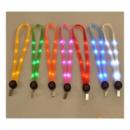 Andra evenemangsfestleveranser LED Light Up Lanyard Key Chain ID Keys Holder 3 -lägen Blinkande hängande rep 7 Färger SN2731 Hemträdgård F DHLE3