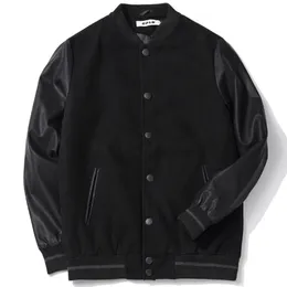 Мужская верхняя одежда больших размеров Пальто Школьная форма VIANKANI Мужская черная кожаная куртка с рукавами для колледжа Стеганая бейсбольная куртка Letterman Plus Размер S-6XL 231021