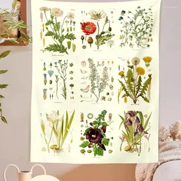 Wandteppiche, botanischer Wildblumen-Wandteppich, Wandbehang, Vintage-Garten, Hippie, Blumenkunst, bunt, INS-Heimdekoration