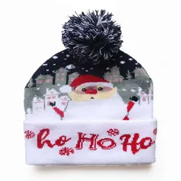 Świąteczna moda dla dzieci i dorosłych Nowy świąteczny dzianinowy kapelusz z lekkim świątecznym kapeluszem Halloween LED Hat Wool Hat Luminous Hat Hat Hat