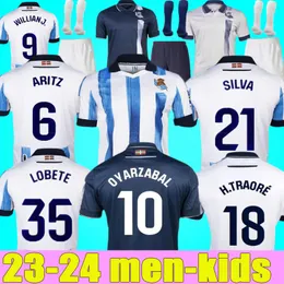 23/24 Real Sociedad Soccer Jersey 2023 Home Merino Portu Oyarzaba Maillots Shirt Away X.Prieto Silva Willian J Januzaj Isak Away 3rd Men Kids Kits Football Uniform