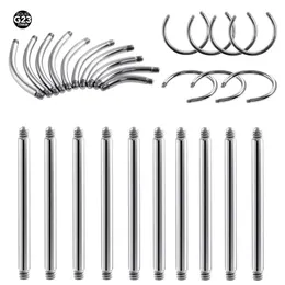 Stud 50pcs G23 Curvo Circular Reto Barbell Parte Parafuso Cabeça 16g 14g para Lip Sobrancelha Nariz Brinco Piercing Jóias 231020