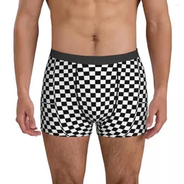 Cuecas dois tons roupa interior preto branco checkerboard elástico calcinha impressão boxer breve para homens 3d bolsa oversize tronco