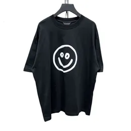 Balencaigai designer camiseta qualidade original sorridente luz noturna elf cápsula impressa unissex solta camiseta manga curta solta e confortável