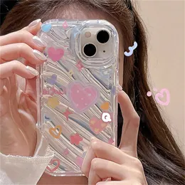 Handyhüllen Korean Cute Love Heart Clear Case für iPhone 14 13 12 11 Pro Max XS X XR 7 8 Plus Stern glänzend stoßfest Soft Cover Funda 231021