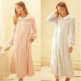 Women's Sleep Lounge Women's Sleepwear Lolita Princess Robe Light Blue Flanell Pyjamas.Turndown Collar Sleep Robes Nightgown Dressing Gown Loungewear 231021