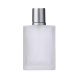 Perfume Bottle 10pcs 100ML Square Frosted Glass Perfume Spray Bottles Packaging Bottle Refillable Atomizer Travel Cosmetic Container 231020