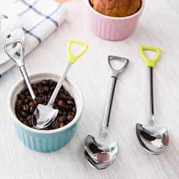 Spoons Retro Stainless Steel Shovel Spoon Salad Dessert Eating Tableware Cutlery Creative Couple Valentine Gift V3798