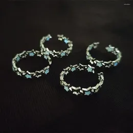 Klusterringar glödande ring modedesign unisex tillbehör justerbar ljus färg fem spetsig stjärna lysande hållbar