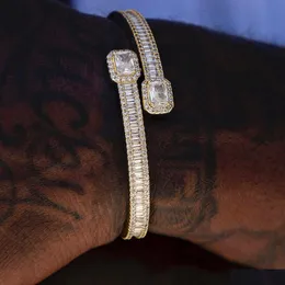 Bangle Bangle Iced Out Bling 5A Rec Heart Shaped Cz Fl Band Cubic Zirconia Hip Hop Men Boy Bangles 221109 Jewelry Bracelets Dhfzk