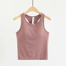 Lu lu lu align lemons yoga vest with women tank topsフィットネスノースリーブキャミスポーツシャツスリムリブランニングジムベスト