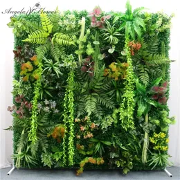 Flores decorativas grinaldas 40x60cm 3d verde plantas artificiais painel de parede plástico ao ar livre gramados tapete decoração casamento pano de fundo festa jardim grama flor parede 231020