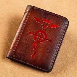 Кошельки Высококачественный кошелек из натуральной кожи, стальной алхимик, стандартный кошелек с принтом символов BK134