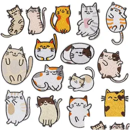 Sewing Notions Cute Cat Embroidery Iron Ones For Clothes Jacket Jeans Bag Decoration Applique Apparel Diy Drop Delivery