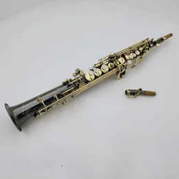 Avancerad svart sopransaxofon B-platt nickelpläterad skalknapp Mässing Professionell Saxofon Woodwind kan anpassas 00