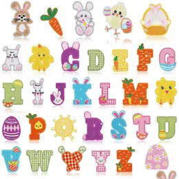 Cartoon Rabbit Iron Ones Sewing Notions Cute Animal Letters A-Z Embroidered Sew On Clothing T-Shirt Jacket Backpack Decorative Diy