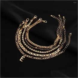 Bangle Bangle 5Pcs/Set Female Bracelets Classic Mtilayer Simple Chain Exquisite Romantic Vintage Jewelry Bracelets Dhz8H