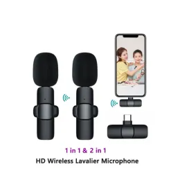 Wireless Lavalier Microphone Portable Audio Video Recording Mini Mic for iPhone Android Live Broadcast Gaming Phone Microfonoe LL