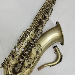 Classic antique copper Bb professional tenor saxophone antique brushed craft exquisite pattern Tenor sax jazz instrument 00