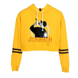 Rapper Junior H Sad Boyz Merch Crop Top Felpa con cappuccio da donna Manica lunga con cappuccio Felpa corta Harajuku Tuta casual Streetwear