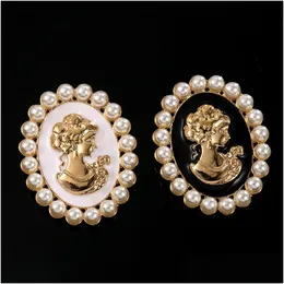 Pins Brooches Top Design Court Debutante Pearl Women Retro Beauty Face Cor Wedding Dress Suits Jewelry Brooch Pins Lady Drop Deliver Dhoi8