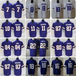 Justin Jefferson 2023-24 Jerseys da faculdade americana Kirk Cousins T.J.Hockenson Harrison Smith Daunte Culpepper Fran Tarkenton Byron Murphy Jr. Randy Moss