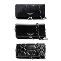 7A Pochette Rock Swing Your Wings borsa da donna borsa a mano Borsa a spalla uomo in vera pelle Zadig Voltaire catena ad ala Moda di lusso con patta pochette Borse a tracollak3