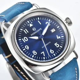 Наручные часы PARNSRPE Брендовые механические наручные часы Япония NH35 Автоматический механизм унисекс Водонепроницаемые кожаные повседневные винтажные мужские часы