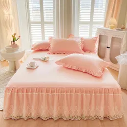 Säng kjol lyxig spets säng täcker queenking size lakan kjol fast färg vanlig säng kjolar för tvivel säng kudde behöver beställa 231021